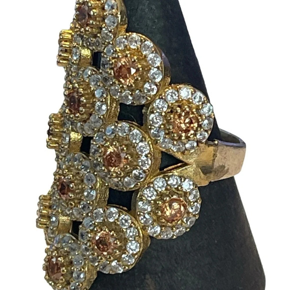 Rhinestone Sterling Silver Cocktail Ring - Picture 8 of 9